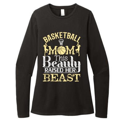 Basketball Mom This Beauty Raised Her Beast Basketball Gift Womens CVC Long Sleeve Shirt