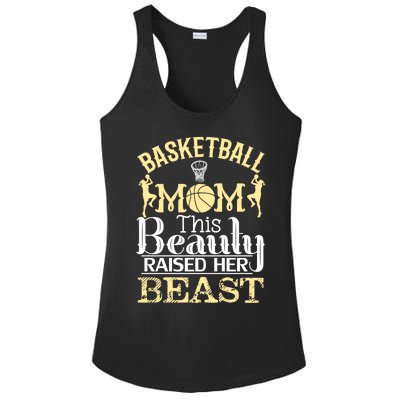 Basketball Mom This Beauty Raised Her Beast Basketball Gift Ladies PosiCharge Competitor Racerback Tank