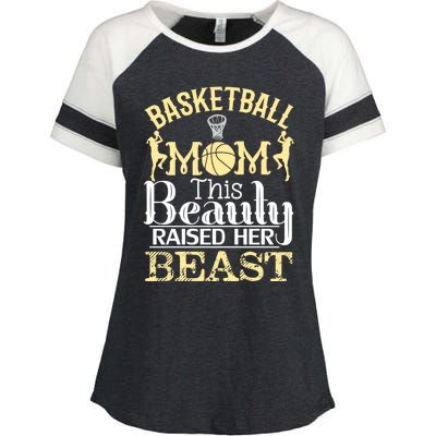 Basketball Mom This Beauty Raised Her Beast Basketball Gift Enza Ladies Jersey Colorblock Tee