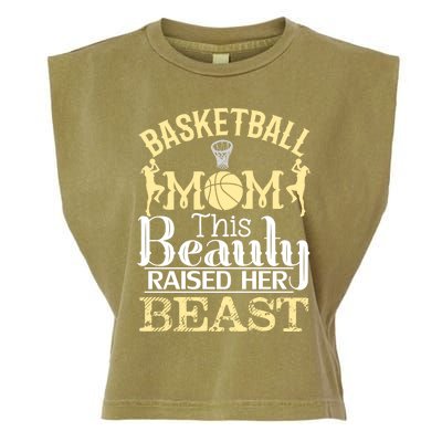 Basketball Mom This Beauty Raised Her Beast Basketball Gift Garment-Dyed Women's Muscle Tee