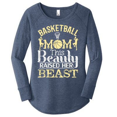 Basketball Mom This Beauty Raised Her Beast Basketball Gift Women's Perfect Tri Tunic Long Sleeve Shirt