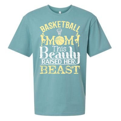 Basketball Mom This Beauty Raised Her Beast Basketball Gift Sueded Cloud Jersey T-Shirt