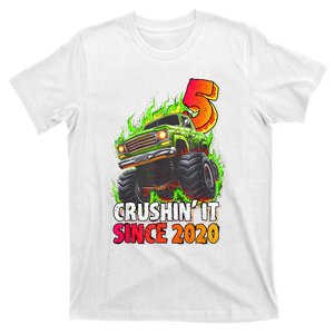 Birthday Monster Truck 5 Year Old Boy 5th Party Born 2020 T-Shirt