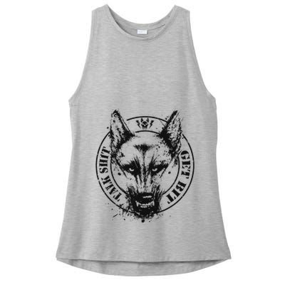 Belgian Malinois Talk Shit Get Bit Ladies PosiCharge Tri-Blend Wicking Tank