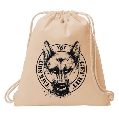 Belgian Malinois Talk Shit Get Bit Drawstring Bag