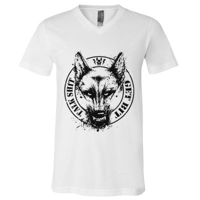 Belgian Malinois Talk Shit Get Bit V-Neck T-Shirt