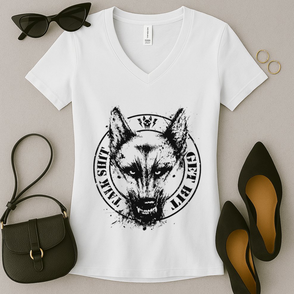 Belgian Malinois Talk Shit Get Bit Women's V-Neck T-Shirt