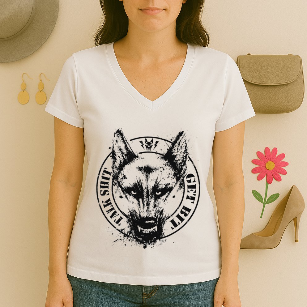 Belgian Malinois Talk Shit Get Bit Women's V-Neck T-Shirt