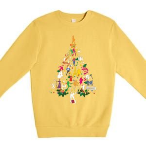 Broadway Musical Theatre Christmas Tree Funny Xmas Premium Crewneck Sweatshirt