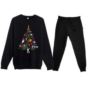 Broadway Musical Theatre Christmas Tree Funny Xmas Premium Crewneck Sweatsuit Set