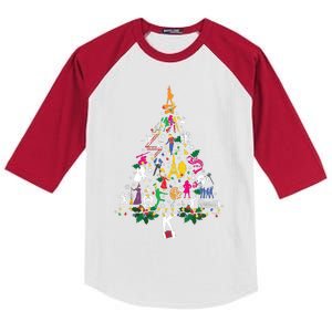 Broadway Musical Theatre Christmas Tree Funny Xmas Kids Colorblock Raglan Jersey