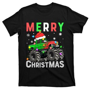 Boy Monster Truck Merry Christmas Santa Hat T-Shirt