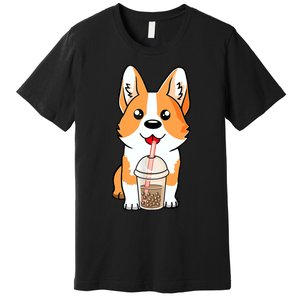 Boba Milk Tea Corgi Dog Puppy Lover Kawaii Japanese Anime Premium T-Shirt