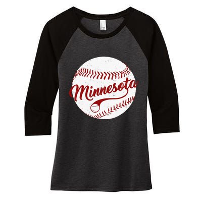 Baseball Minnesota Team Love Twin City National Pastime Men Women's Tri-Blend 3/4-Sleeve Raglan Shirt