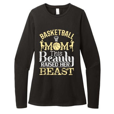 Basketball Mom This Beauty Raised Her Beast Basketball Great Gift Womens CVC Long Sleeve Shirt