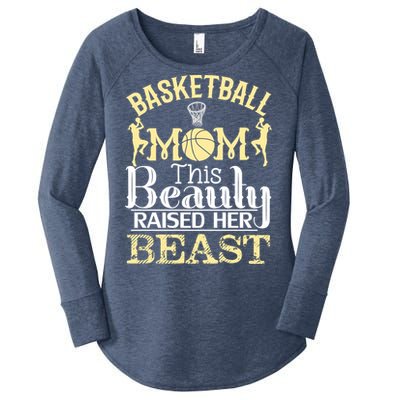 Basketball Mom This Beauty Raised Her Beast Basketball Great Gift Women's Perfect Tri Tunic Long Sleeve Shirt