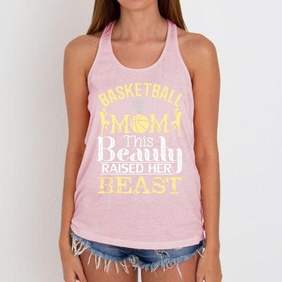 Basketball Mom This Beauty Raised Her Beast Basketball Great Gift Women's Knotted Racerback Tank