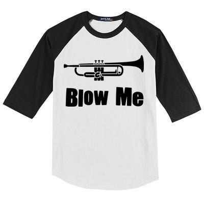 Blow Me Trumpet Funny Trumpet Music Instrument Kids Colorblock Raglan Jersey