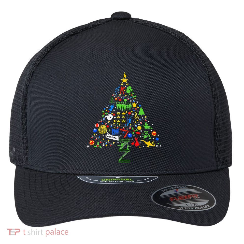 Broadway Musical Theatre Christmas Tree Flexfit Unipanel Trucker Cap