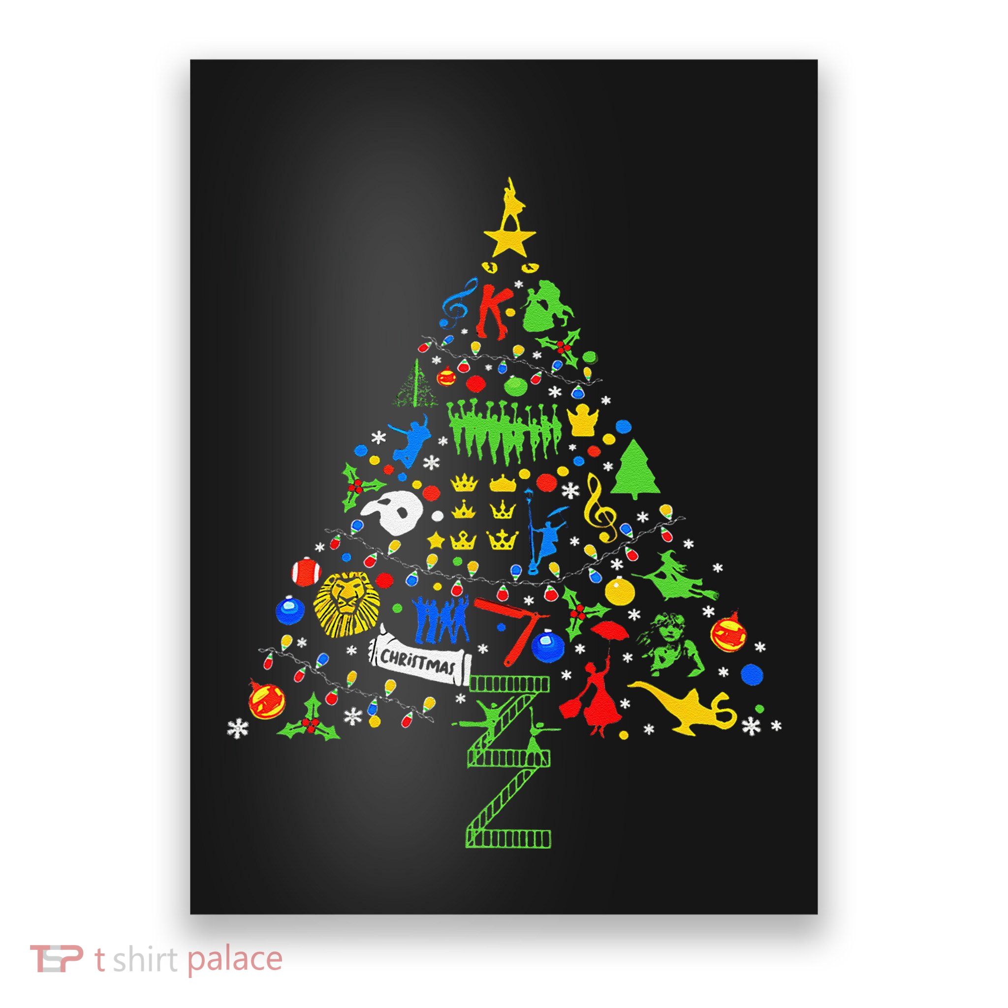 Broadway Musical Theatre Christmas Tree Poster