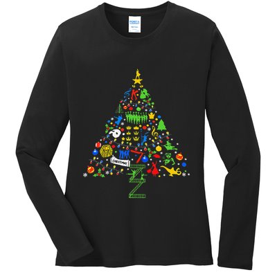 Broadway Musical Theatre Christmas Tree Ladies Long Sleeve Shirt
