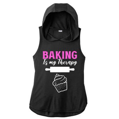 Baking My Therapy Pastry Chef Great Gift Ladies PosiCharge Tri-Blend Wicking Draft Hoodie Tank