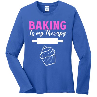 Baking My Therapy Pastry Chef Great Gift Ladies Long Sleeve Shirt