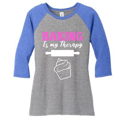 Baking My Therapy Pastry Chef Great Gift Women's Tri-Blend 3/4-Sleeve Raglan Shirt