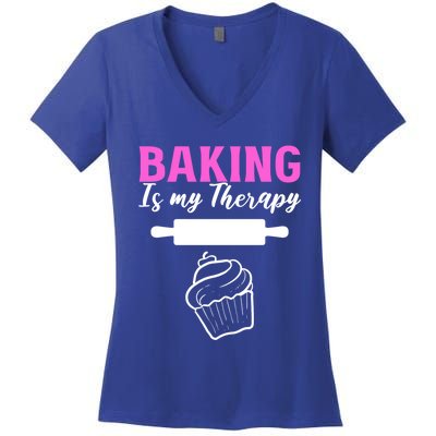 Baking My Therapy Pastry Chef Great Gift Women's V-Neck T-Shirt