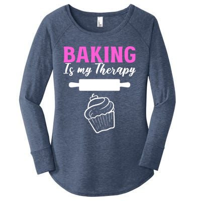 Baking My Therapy Pastry Chef Great Gift Women's Perfect Tri Tunic Long Sleeve Shirt