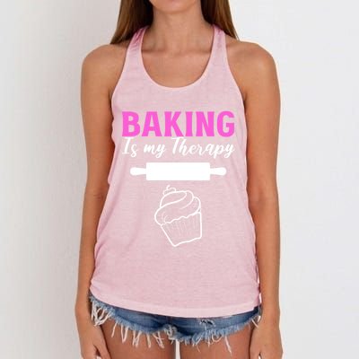 Baking My Therapy Pastry Chef Great Gift Women's Knotted Racerback Tank