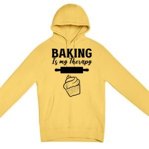 Baking My Therapy Pastry Chef Gift Premium Pullover Hoodie