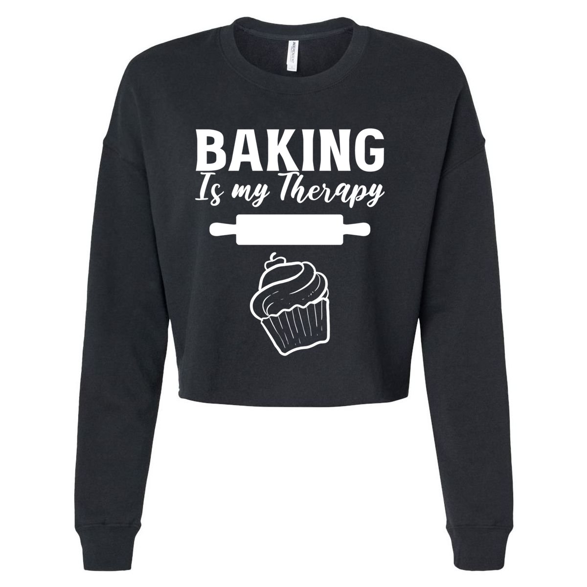 Baking My Therapy Pastry Chef Gift Cropped Pullover Crew
