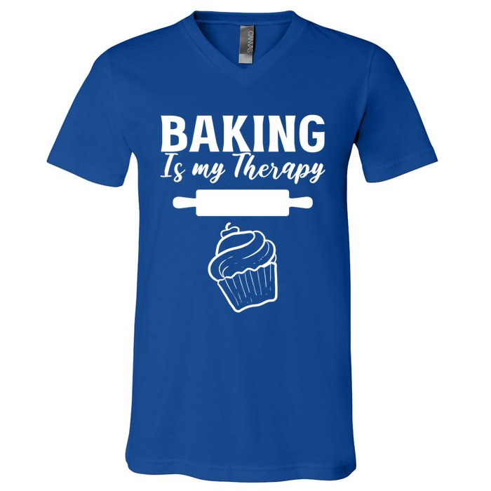 Baking My Therapy Pastry Chef Gift V-Neck T-Shirt