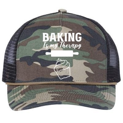 Baking My Therapy Pastry Chef Gift Retro Rope Trucker Hat Cap