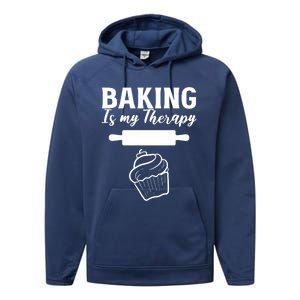 Baking My Therapy Pastry Chef Gift Performance Fleece Hoodie