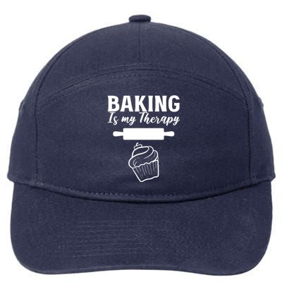 Baking My Therapy Pastry Chef Gift 7-Panel Snapback Hat