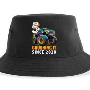 Birthday Monster Truck 5 Year Old 5th Party Born 2020 Sustainable Bucket Hat