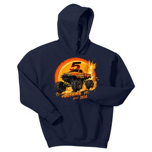 Birthday Monster Truck 5 Year Old 5th Party Born 2020 Kids Hoodie