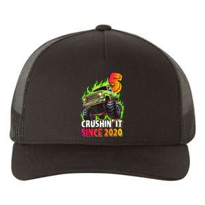 Birthday Monster Truck 5 Year Old 5th Party Born 2020 Yupoong Adult 5-Panel Trucker Hat