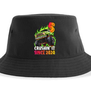 Birthday Monster Truck 5 Year Old 5th Party Born 2020 Sustainable Bucket Hat