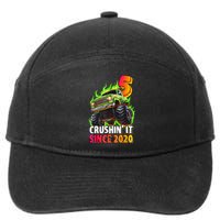 Birthday Monster Truck 5 Year Old 5th Party Born 2020 7-Panel Snapback Hat