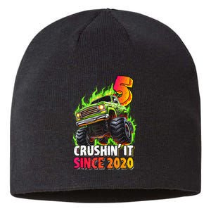 Birthday Monster Truck 5 Year Old 5th Party Born 2020 Sustainable Beanie