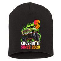 Birthday Monster Truck 5 Year Old 5th Party Born 2020 Short Acrylic Beanie