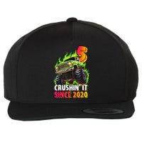 Birthday Monster Truck 5 Year Old 5th Party Born 2020 Wool Snapback Cap