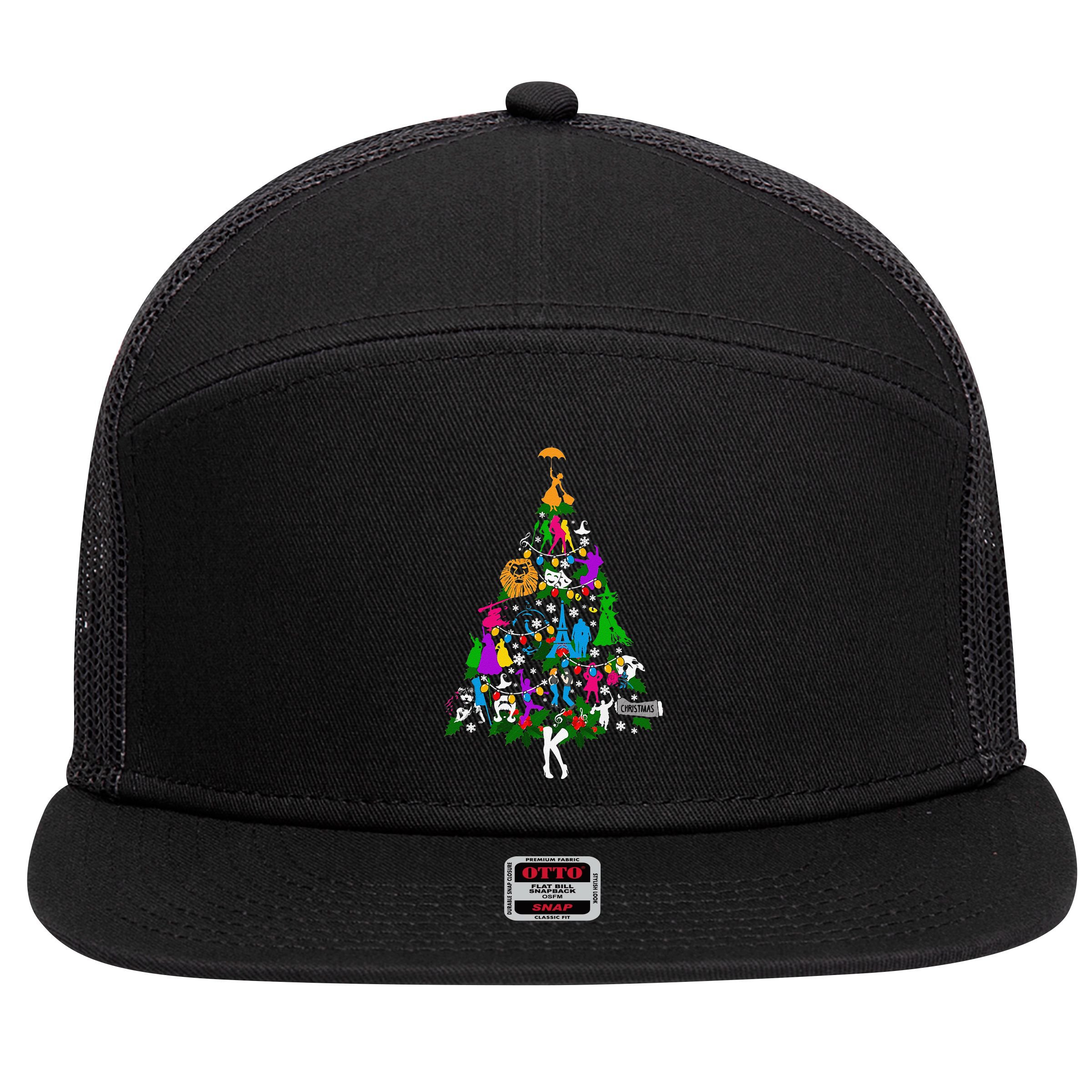 Broadway Musical Theater Christmas Tree 7 Panel Mesh Trucker Snapback Hat