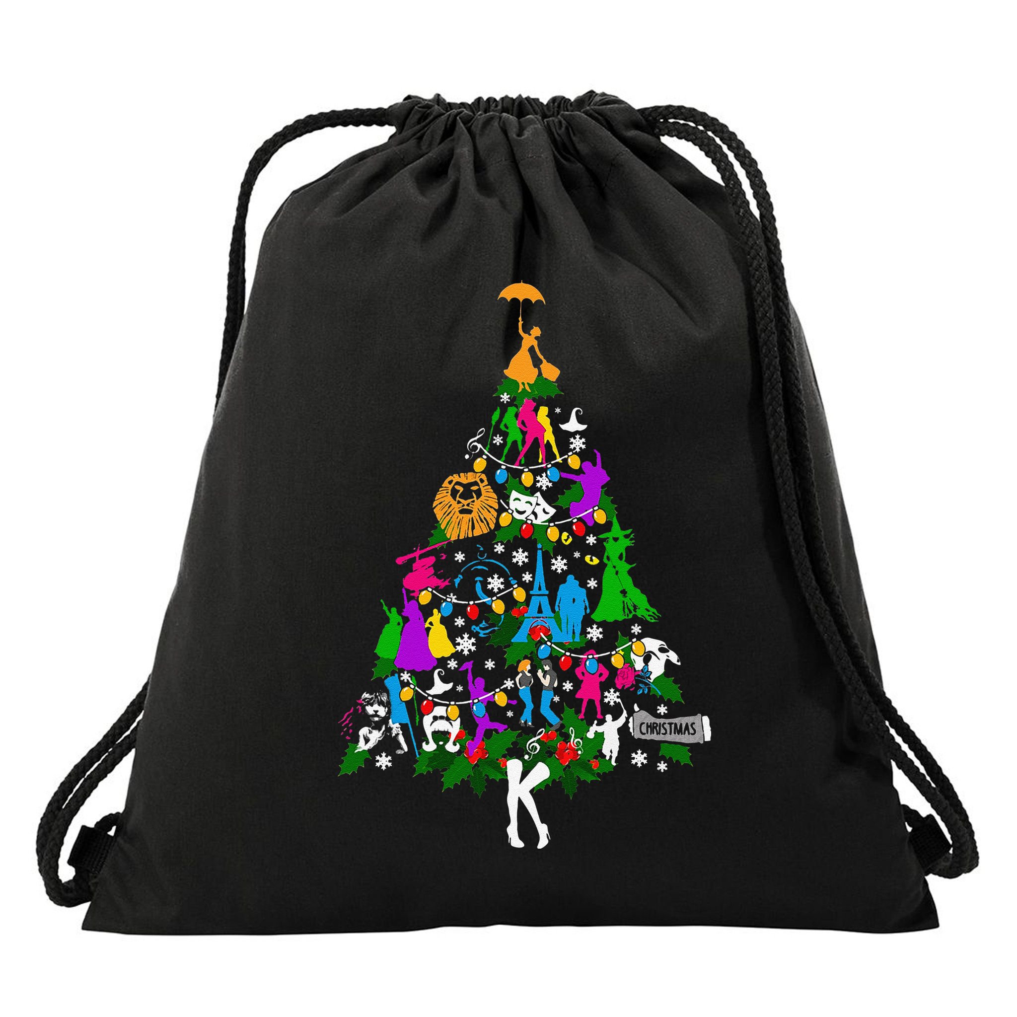 Broadway Musical Theater Christmas Tree Drawstring Bag