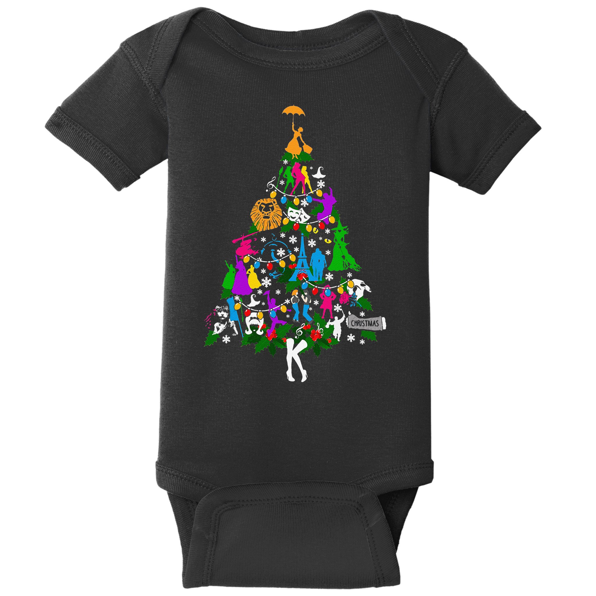 Broadway Musical Theater Christmas Tree Baby Bodysuit