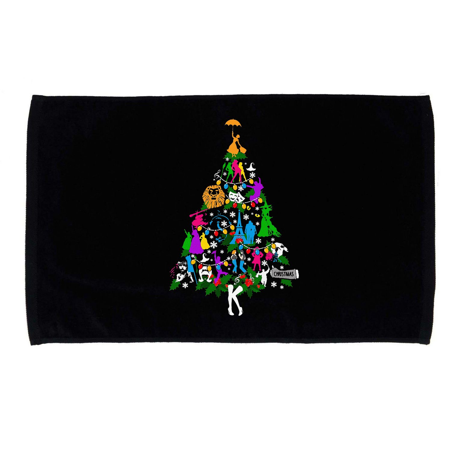 Broadway Musical Theater Christmas Tree Microfiber Hand Towel