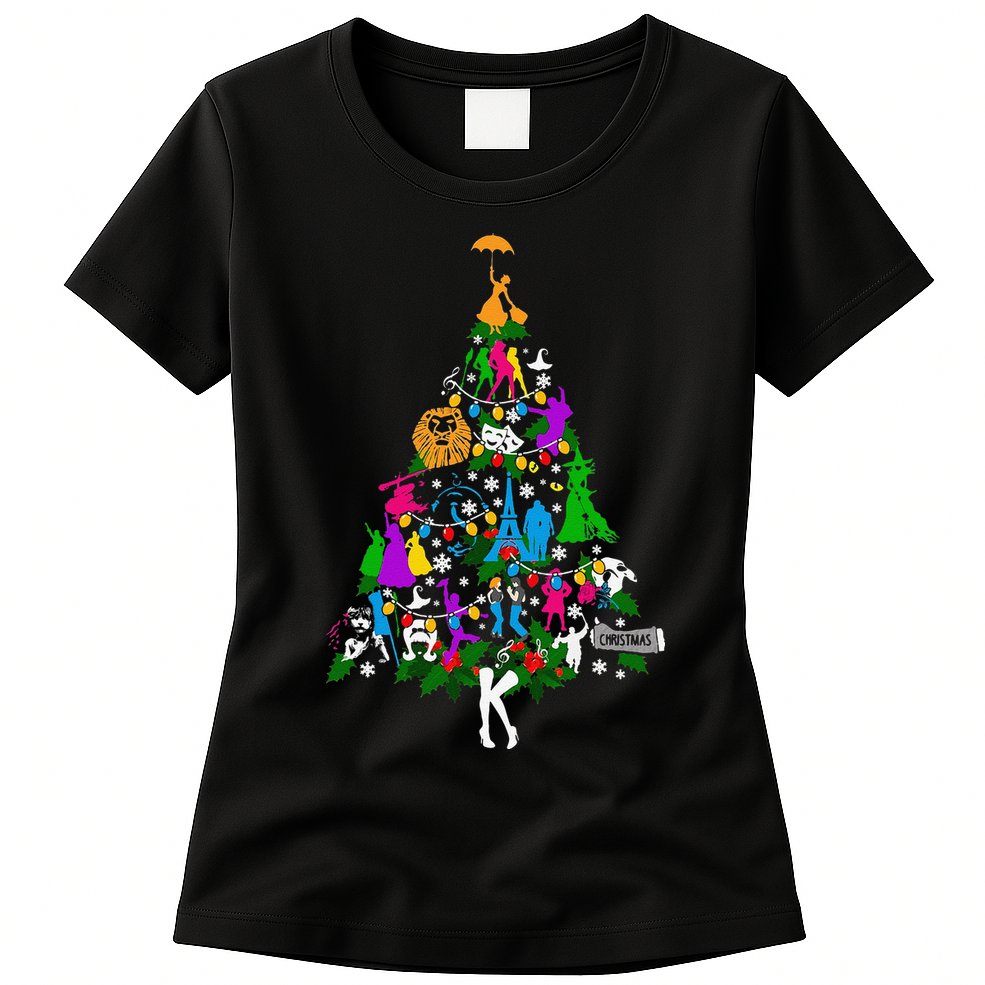 Broadway Musical Theater Christmas Tree Womens T-Shirt